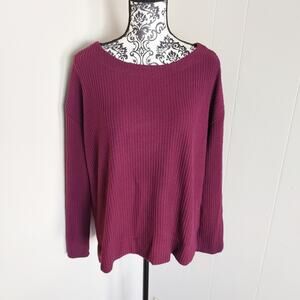 Splendid Waffle Knit Boatneck Burgundy Top
